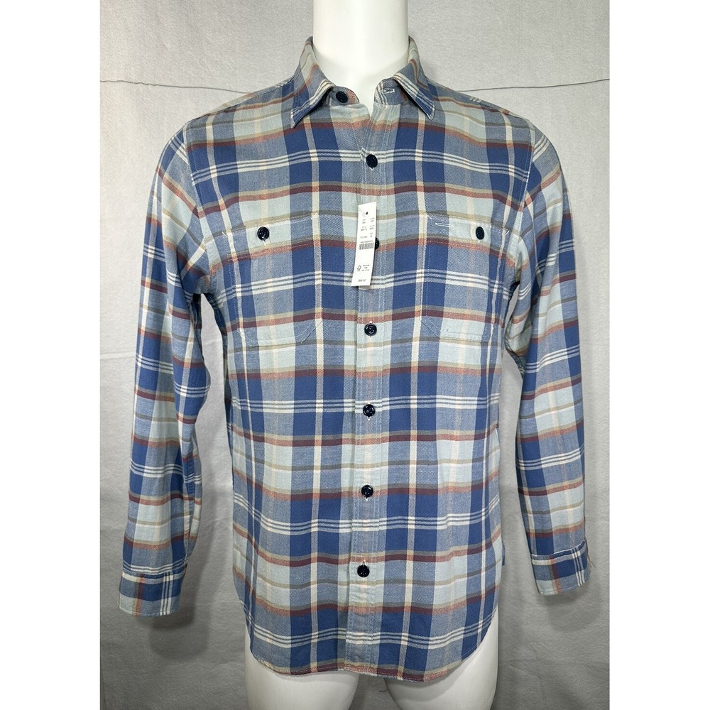 J Crew Cotton-Hemp Blend Twill Shirt Size Medium BM173 Blue Plaid NEW
